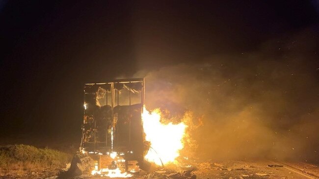 The truck was completely destroyed. Picture: SA Police