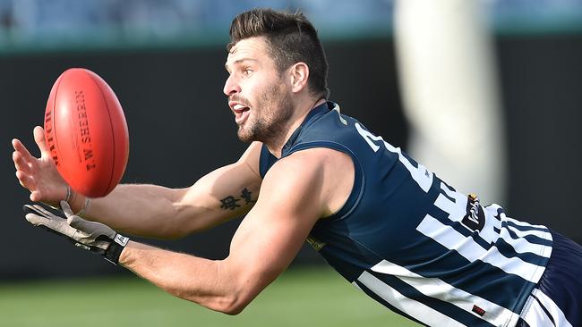 Interleague: GFL v EFL. Geelong Football League v Eastern Football League Interleague at Simonds Stadium. Geelong's Jordan Erskine. Picture: NIGEL HALLETT