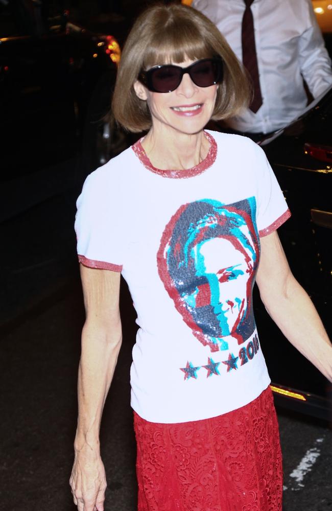 Anna Wintour showed her support for friend Hillary Clinton during the 2016 presidential election. Picture: Splash News