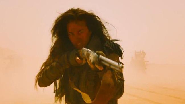 Action woman Megan Gale in the trailer for Mad Max: Fury Road.