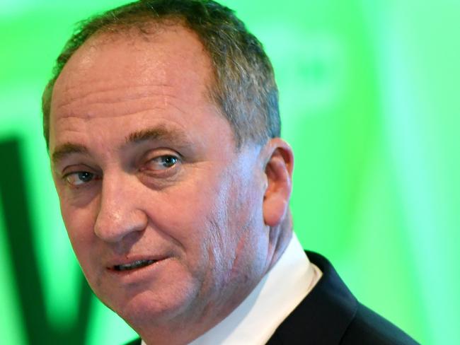 Deputy Prime Minister and Minister for Agriculture and Water Resources, Senator Barnaby Joyce speaking at the NSW Farmers annual conference in Sydney. Picture: AAP