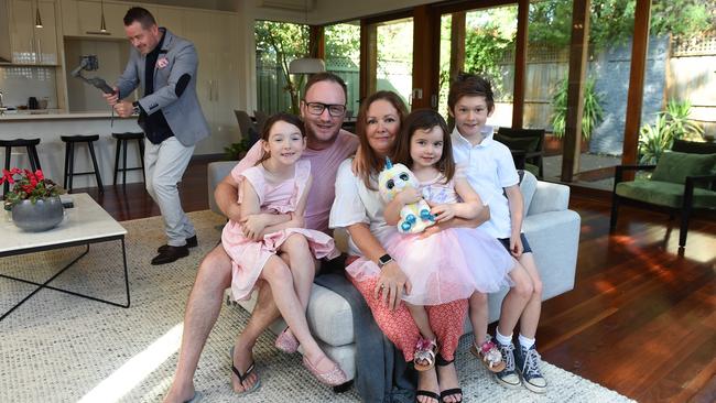 Alasdair and Lucinda Hancock are among a growing number of Victorian homesellers turning to virtual tours to help sell their home. With kids Olive, 8, Scarlett, 3, and Fynn, 8, they were on hand as Jellis Craig agent Simon Shrimpton gave their home the Hollywood treatment.