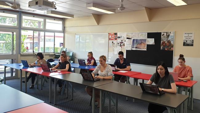 Staff at Marsden State High School preparing for homes classes and online schooling in Term 2.