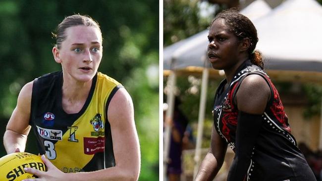 Georgia Johnson playing for Nightcliff and Shania Lami Lami playing for Tiwi in the 2024-25 NTFL season.