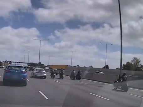 Shocking footage has captured the assault of an L-plate rider by members of the Mongols bikie gang. Picture: Victoria Police