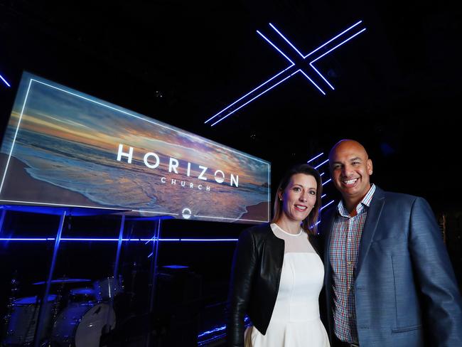 Brad and Alison Bonhomme are the senior pastors at the Horizon Church in the Sutherland Shire, where Prime Minister Scott Morrison worships. Picture: John Feder