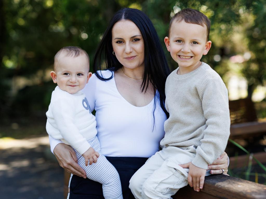 Ayla Akyol, with her kids Ardem, 1, and Ziya, 4, says since she became a mum she's been targeted by advertisers on her devices. Picture: Aaron Francis