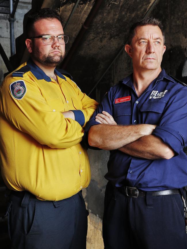 Firefighters Alex Millgate and Jason Strong. Picture: Sam Ruttyn