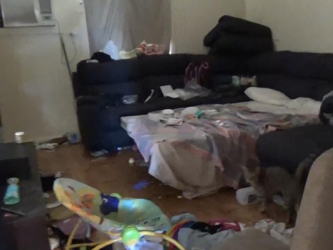 WARNING SUPPRESSIONS APPLY - GET LEGALS CHECK BEFORE RUNNING. Screenshots of a video from SA Police , showing the home in which the baby died . Picture: SA Police