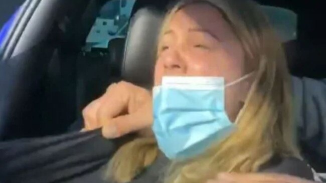 Natalie Bonett posted the footage after claiming she was dragged from her car at a police checkpoint in Victoria.