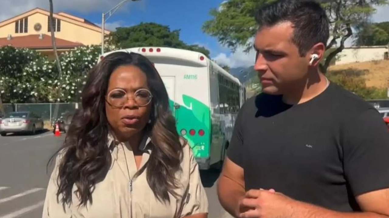 Oprah Winfrey on the scene in Maui. Picture: Hawaii News Now