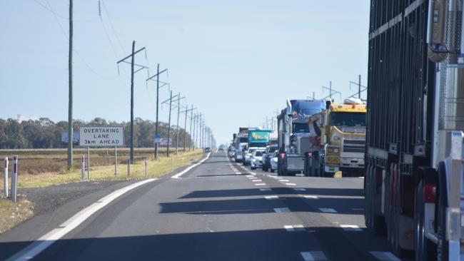 Traffic blocked up along the Warrego Highway. Picture: Sam Turner