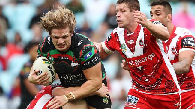 George Burgess on the charge for the Rabbitohs.