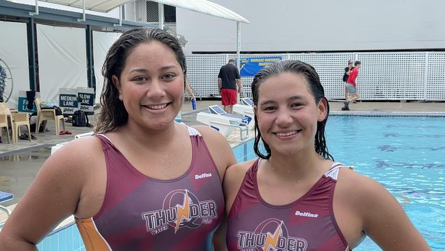 Mermaids juniors and Thunder players Taafili Taoso and Lulue Elliott on Sunday.