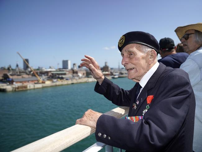 Royal Navy D-Day veteran John Dennett, aged 94, on his way to the Caen and the Normandy beaches for the D-Day commemorations. Picture: Getty