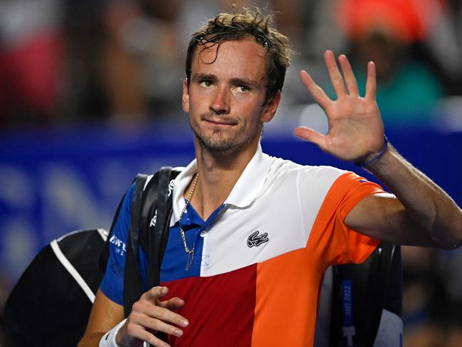 Russia's Daniil Medvedev leaves after his Mexico ATP Open 500 men's singles semi-final tennis match against Spain's Rafael Nadal at the Arena GNP, in Acapulco, Mexico, on February 25, 2022. (Photo by PEDRO PARDO / AFP)