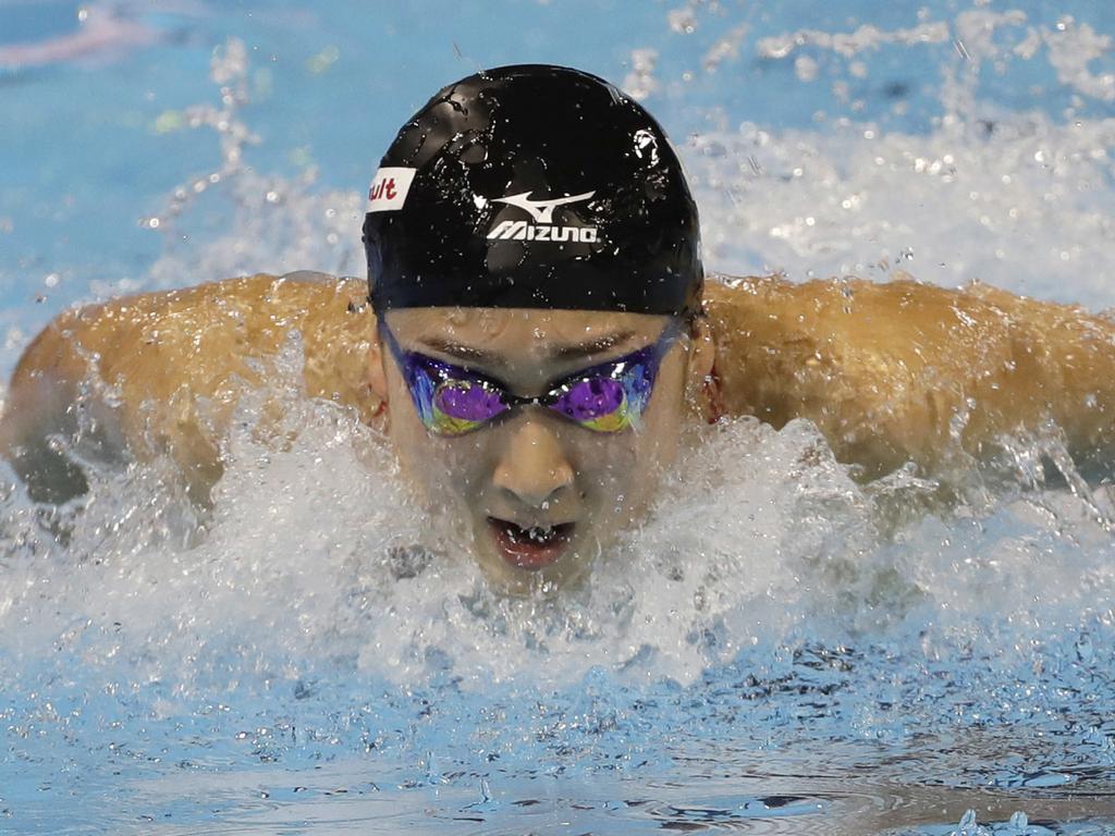Rikako Ikee competes at the FINA World Swimming Championships short-course.