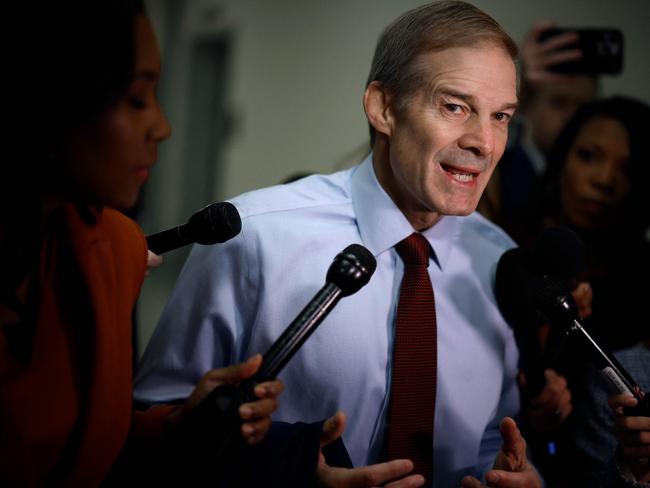 WASHINGTON, DC - OCTOBER 18: House Judiciary Committee Chairman Jim Jordan (R-OH) talks to reporters as he heads from his office in the Rayburn House Office Building to the U.S. Capitol on October 18, 2023 in Washington, DC. Jordan failed in his bid to become Speaker of the House on Tuesday after all Democrats and 20 members of his own party declined to vote for him. The House has been without an elected leader since Rep. Kevin McCarthy (R-CA) was ousted from the speakership on October 4 in a move led by a small group of conservative members of his own party.   Chip Somodevilla/Getty Images/AFP (Photo by CHIP SOMODEVILLA / GETTY IMAGES NORTH AMERICA / Getty Images via AFP)