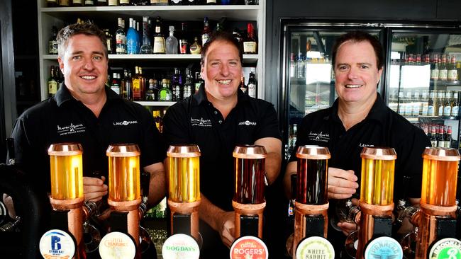 Brothers Tony, Michael and Justin Coleman at their Landmark Pub at the Gateway Shopping centre in Palmerston. Picture: Justin Kennedy