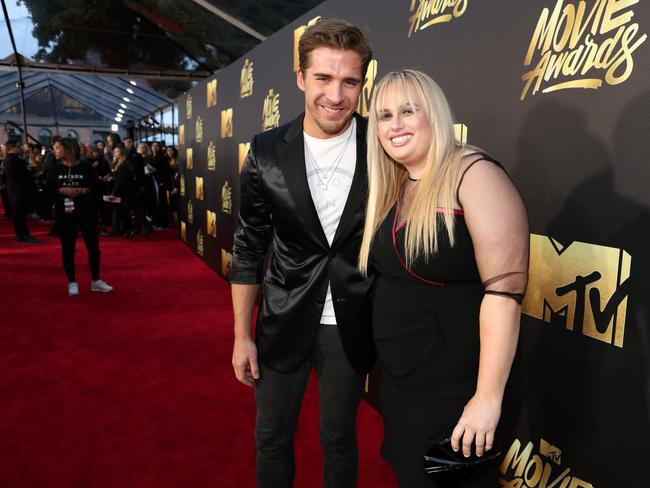 Hugh Sheridan with Rebel Wilson at the 2016 MTV Movie Awards. Picture: Christopher Polk/Getty Images for MTV