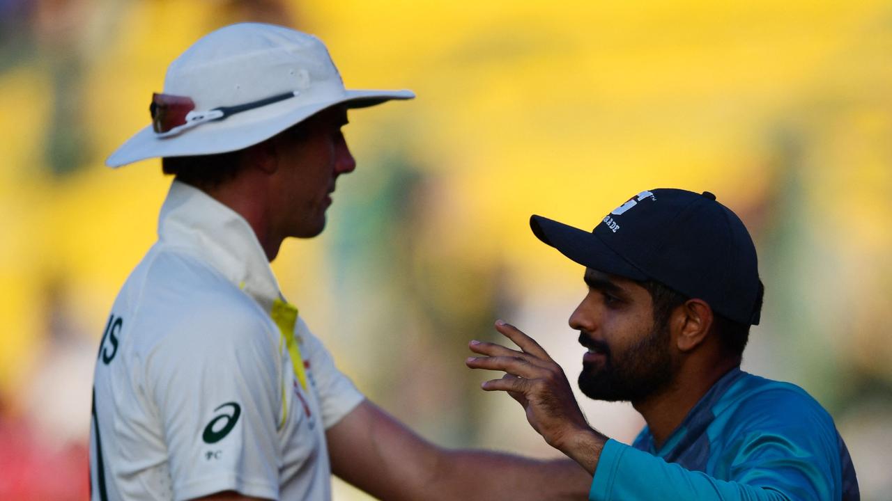 The two captains shake hands after an absorbing final day.