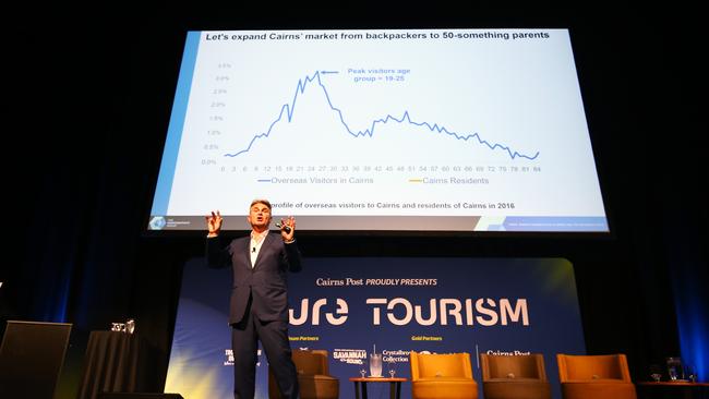 Demographer Bernard Salt of the Demographics Group was the keynote speaker at the Cairns Post Future Tourism lunch at the Cairns Convention Centre in 2019. PICTURE: BRENDAN RADKE