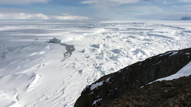 The sheared area of the northeast side of Scar Inelet Ice Shelf - the largest remnant of the Larsen B Ice Shelf which disintegrated in 2002. Picture: Ted Scambos/NSIDC/AAD