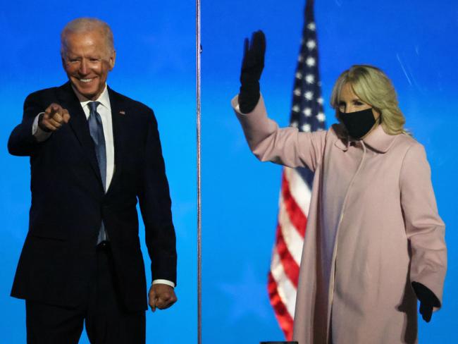 Joe Biden and his wife, Dr Jill Biden, on election night. Picture: Getty Images