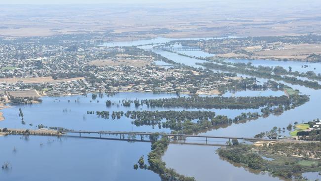 Murray Bridge as seen from above. Picture: Michael Swansson