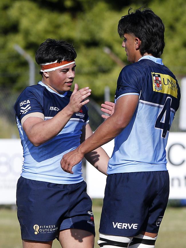 Waratahs' Boston Fakafanua and Aden Ekanayake. Picture: John Appleyard