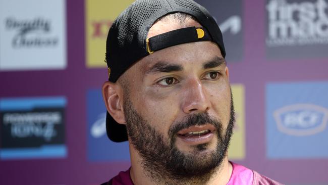 Brisbane Broncos prop Ryan James says Payne Haas is trying to be better. Picture: Tara Croser.