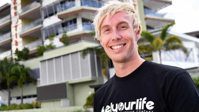 Tyson Tripcony, an accredited dietitian and entrepreneur who owns six dietetics and nutrition companies on the Sunshine Coast including one in central QLD and one in the USA. Picture: Patrick Woods.