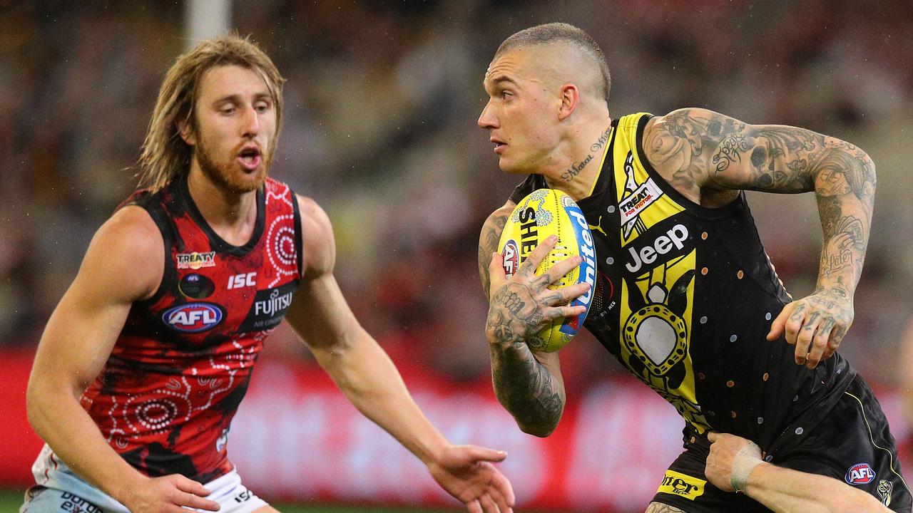 Dustin Martin was again superb, but the Bombers suffered multiple injuries against Richmond. Photo: Graham Denholm/AFL Photos/Getty Images.