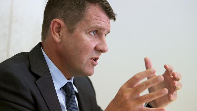 NSW Premier Mike Baird explaining the benefits of a northern beaches merger. Picture: Troy Snook