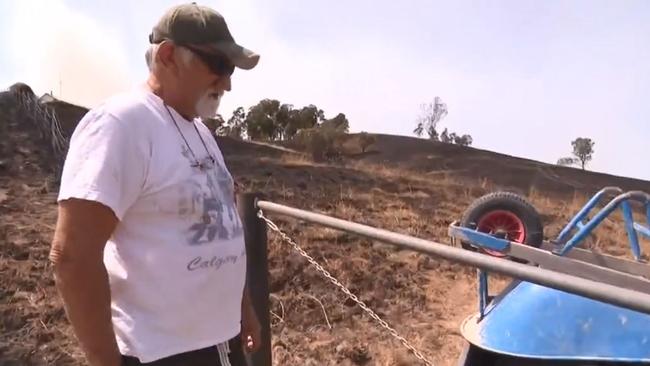 Mr Sangster was using an angle grinder when sparks flew onto the ground before the fire rapidly spread. Picture: 9 News