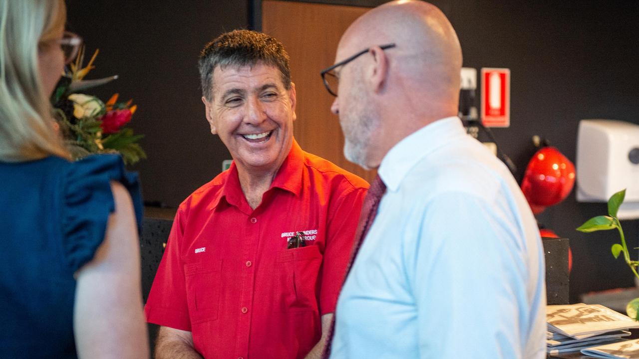 Assistant Minister for Train Manufacturing and Member for Maryborough Bruce Saunders with Fraser Coast Councillor Darren Everard.