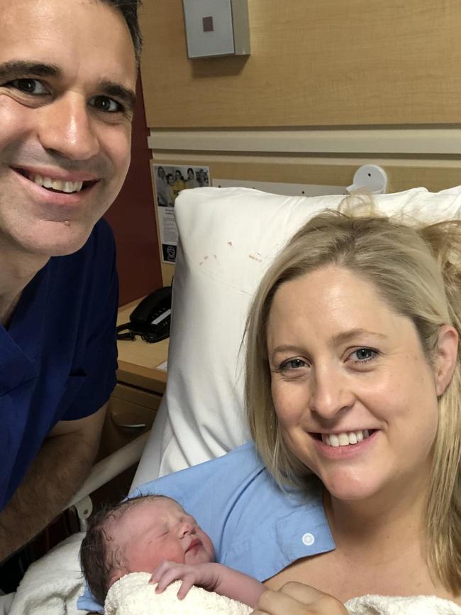 BABY JOY: Peter Malinauskas, with wife Annabel and new baby girl Eliza.