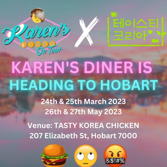 The advertisement for Karen’s Diner on Tour at Ms Ma’s restaurant.