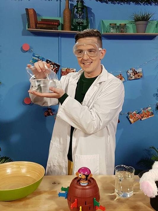 Jackson Ryan doing a science experiment on the set of <i>Hanging With </i>on the Disney Channel. Picture: Instagram