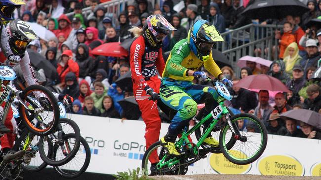 Caroline Buchanan in action last year at the BMX world championships.