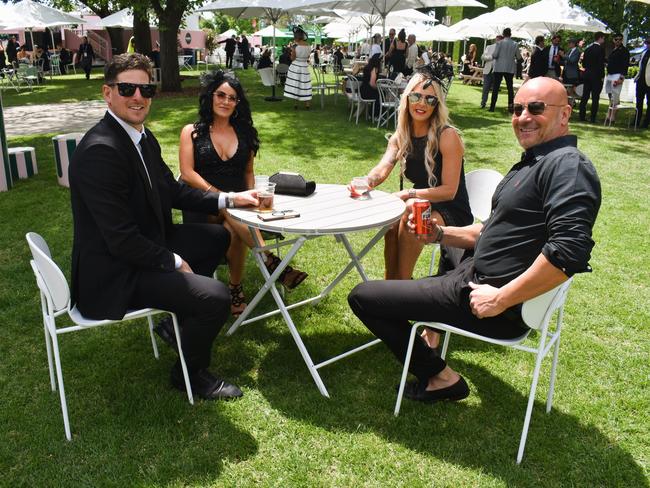 Guests in striking racewear at Penfolds Derby Day at the Flemington Racecourse on Saturday, November 02, 2024: