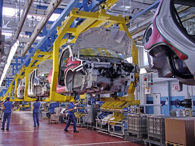 Cars on the production line at a Fiat factory in Poland. Picture: iStock