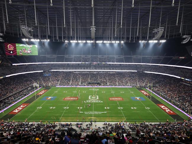 LAS VEGAS, NEVADA - MARCH 02: A general view is seen during the round one NRL match between Sydney Roosters and Brisbane Broncos at Allegiant Stadium, on March 02, 2024, in Las Vegas, Nevada. (Photo by Ezra Shaw/Getty Images)