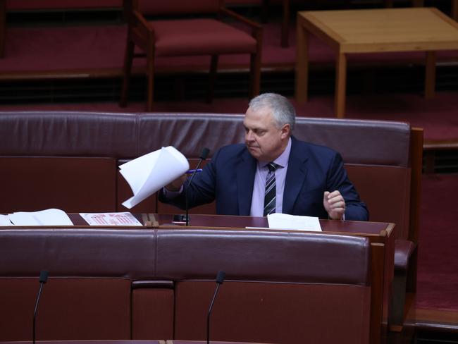 Centre Alliance senator Stirling Griff in the Senate this morning. Picture: Gary Ramage