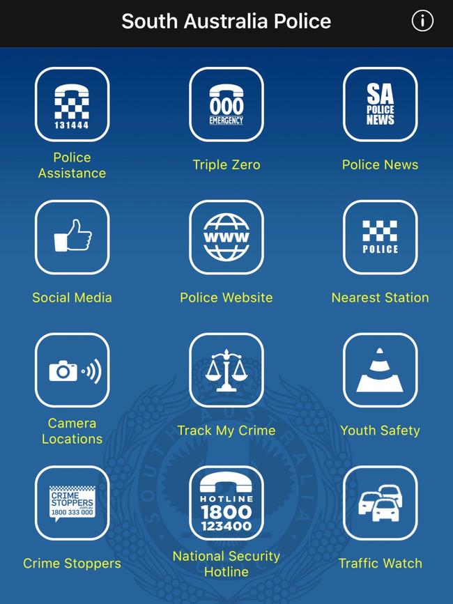 Screenshots from the new Traffic Watch app which will allow people to report traffic incidents to SAPOL in realtime.