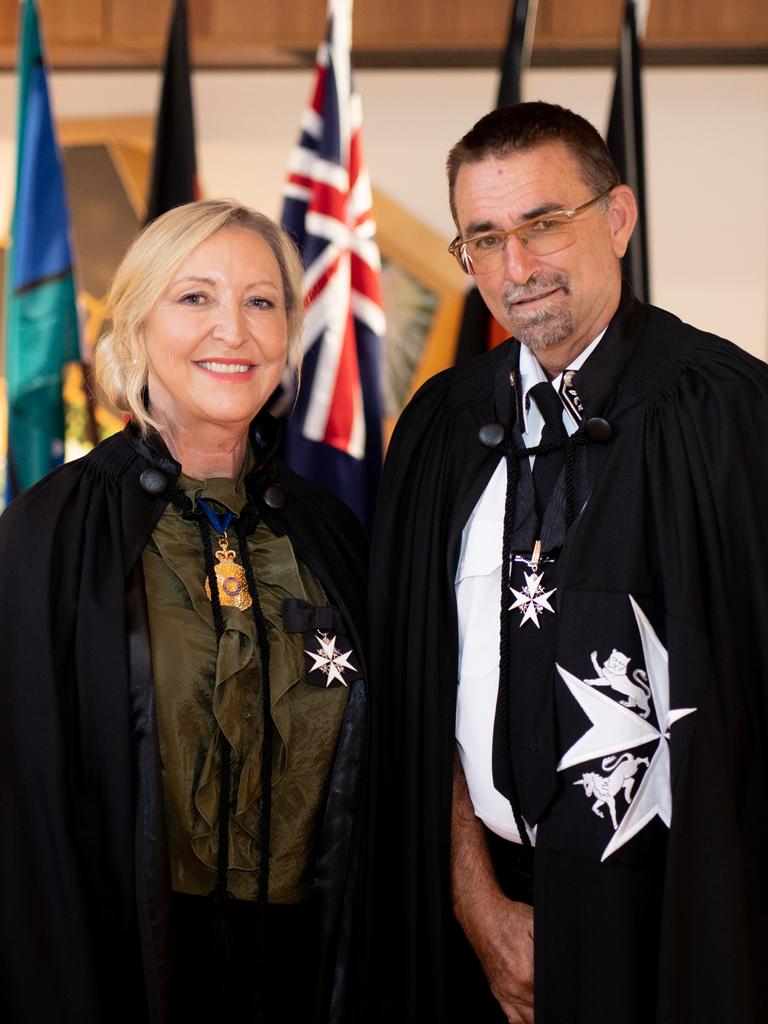 St John Ambulance NT operations manager Craig Garraway with Territory Administrator Vicki O'Halloran. Picture: Supplied/St John