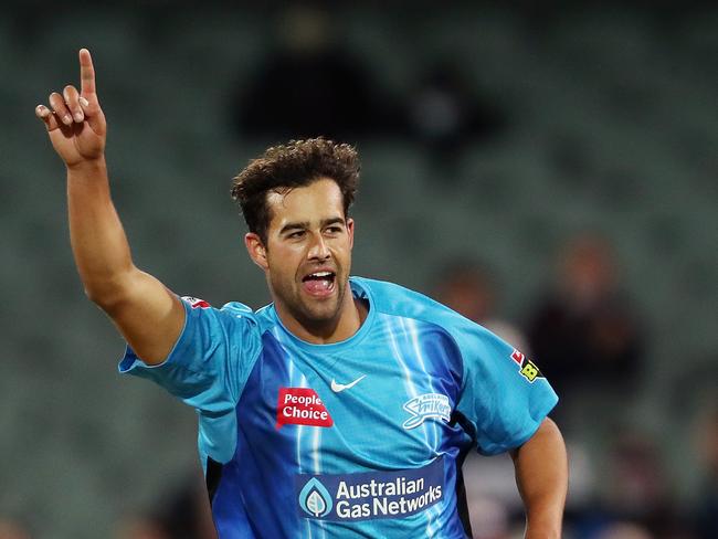 Agar takes a wicket for Adelaide Strikers in December, 2021. Picture: Sarah Reed.