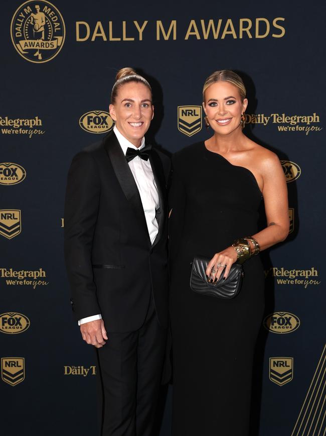 Ali Brigginshaw (L) was the NRLW’s top points scorer. Picture: Mark Kolbe/Getty