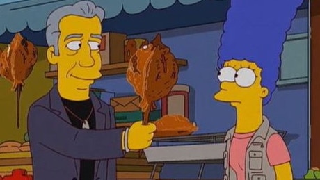 Anthony Bourdain's super celebrity scored him a guest spot on The Simpsons. Picture: The Simpsons