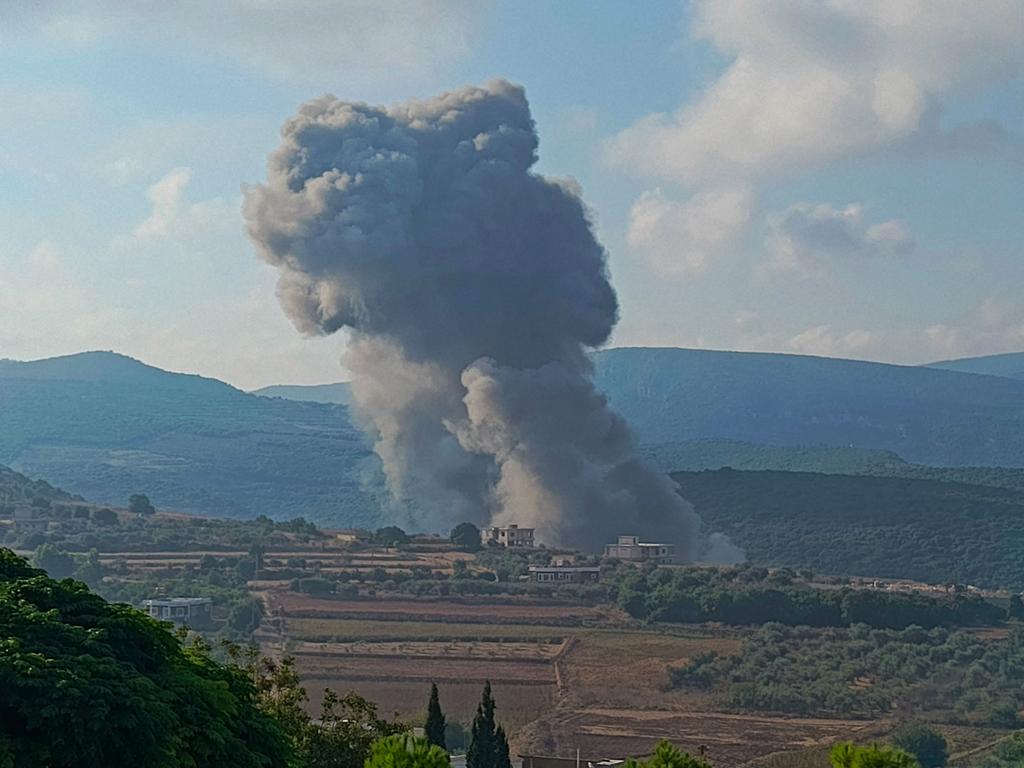 Smoke billows from the site of an Israeli air strike on Zibqin in southern Lebanon on August 25. Picture: Kawnat HAJU / AFP